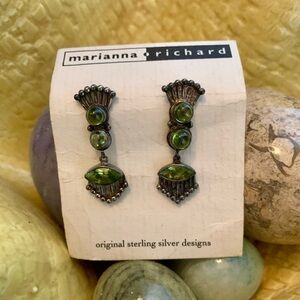 Vintage Marianna Richard  Sajen Indonesian Sterling Silver and Peridot Earrings